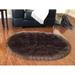 LAMBZY Faux Sheepskin Hypoallergenic Oval Silky Shag Rug Luxury Shaggy Silky Plush Carpet for Bedrooms Rugs Living Room Kids Rooms Sofa Floor Rugs (6 x9 180x270cm Brown)â€¦