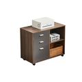 LANTRO JS Cabinet 3 Drawer Mobile Lateral Filing Cabinet with Printer Stand for Home Office (Walnut and Dark Grey )