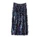 Jean Skirt Smocked Skirt Women Fashion Casual Sequins Loose Skirt Party High Waist A Line Skirt Tennis Skirts M