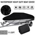 LELINTA Heavy Trailerable Center Console Boat Cover - Heavy Duty 600D Waterproof Boat Cover up to 11FT-22FT Width for Center Console Boat Fits V-Hull Tri-Hull Fishing Boat Runabout