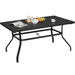 SmileMart Patio Outdoor Dining Bistro Table with Umbrella Hole for Garden or Lawn Black