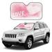 Car Windshield Sunshade Pink Romantic Love Pattern Sunshade Blocks Heat and Sun s UV rays Small