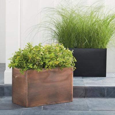 Stainless Steel Rectangle Planter Pots - Copper - ...