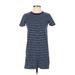 Madewell Casual Dress - Shift Crew Neck Short sleeves: Blue Color Block Dresses - Women's Size 2X-Small