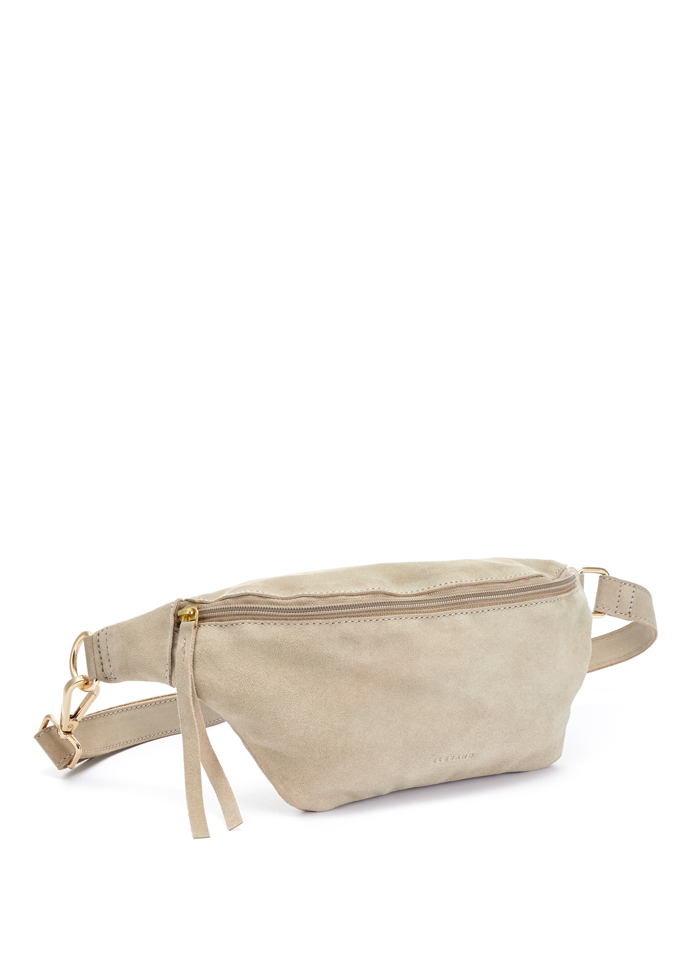 Bauchtasche ELBSAND "Umhängetasche", Damen, Gr. B/H/T: 26cm x 12cm x 7cm, beige (sand), Veloursleder, unifarben, Taschen, aus Leder, Brusttasche, Schultertasche, Crossbody Bag Image