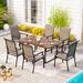 Lark Manor™ Argyri Rectangular 6 - Person 64" Long Outdoor Dining Set Metal in Black/Brown | 64 W x 38 D in | Wayfair