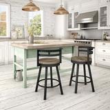 17 Stories Talia Swivel Counter & Bar Stool Wood/Metal in Black/Brown | 34.25 H x 21.75 W x 19.25 D in | Wayfair 37A6832E425047C0BD1CBC253ECC6D4A