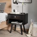George Oliver Nightstand w/ Drawer & Solid Wood Legs, Side table for Bedroom & Living Room Wood in Black | 23.62 H x 19.68 W x 13.8 D in | Wayfair