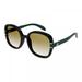 Gucci Accessories | New Gucci Women's Sunglasses Gg1068sa 003 Black Green Round Gucci Eyewear | Color: Black/Green | Size: Os