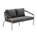 Corrigan Studio® Hollie-Mai 57" Wide Outdoor Metal Loveseat w/ Cushions Metal in Black/Gray | 32 H x 57 W x 32 D in | Wayfair