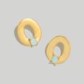 Madewell Jewelry | Madewell Front-Facing Amazonite Medium Hoop Earrings Nwot | Color: Blue/Gold | Size: Os