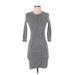 Moda International Casual Dress - Bodycon: Gray Print Dresses - Women's Size X-Small