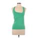Reebok Active Tank Top: Green Solid Activewear - Women's Size Large