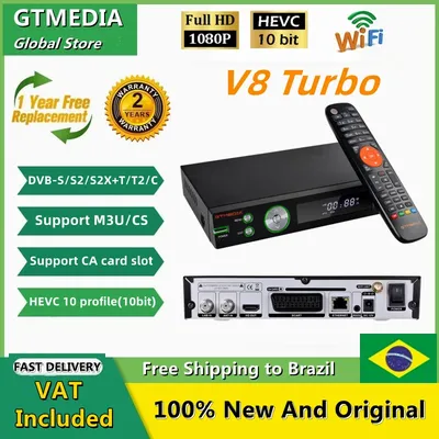 GTMEDIA V8 Turbo Satellite Récepteur DVB-S2/T2/Câble/dividende 83B 1080P Full HD Support