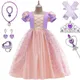 Ensemble de robe de princesse Raiponce pour filles costume de cosplay de fête d'Halloween violet