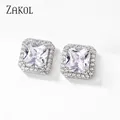 ZAKadvocate-Boucles d'Oreilles Simples Carrées Cubiques pour Femme Bijoux de Fiançailles et de