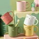 Créatif Lavage Bouche Tasses Tasse D'eau En Plastique Dessin Animé Couples Tasses Lavage Dent Tasse