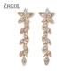 ZAKOL – boucles d'oreilles en forme de feuille pour femme bijoux de luxe en Zircon Micro