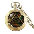 Qiyufang – montre de poche vintage pour hommes et femmes pendentif maçon gratuit Illuminati chaîne
