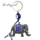 Porte-clé en poils d'éléphants bleus mauvais œil en strass porte-clé amulettes porte-bonheur