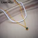 LAMENGLY – collier avec pendentif en acier inoxydable pour femmes 316L noir Zircon cristal