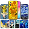 Coque de téléphone noire peinture à l'huile Van Gogh coque de téléphone pour OPPO A5 A9 A72 A53 A74