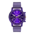 Genève-Montres-bracelets violettes pour femmes montres-bracelets décontractées pour dames horloge