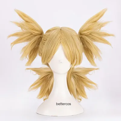 Temari Nara-Perruque Cosplay Blonde Dorée Cheveux Synthétiques Bonnet Degré de Chaleur