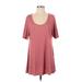 Lularoe Casual Dress - Mini Scoop Neck Short sleeves: Pink Print Dresses - Women's Size Small