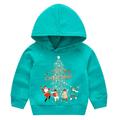 Odeerbi Toddler Boys Girls Christmas Outfit 2024 Long Sleeve Sweatshirt Children Santa Claus Print Hooded Pullover Jacket Green