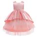 Toddler Baby Girls Lace Dress Clothes Little Girl Princess Dress Sleeveless Sequin Bow Pageant Dress with Headband Maxi Dress