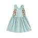 Musuos Toddler Baby Easter Overall Dress Cute Sleeveless Square Neck Bunny Suspender Dress