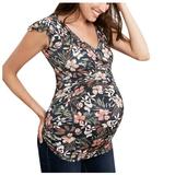 Printed Short Women Stripe V-Neck Nusring Sleeve Pregnant Maternity Blouse Tops Maternity blouse