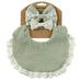 Musuos Baby Girls Bib Set Soft Lace Patchwork Button Closure Washable Burp Cloth with Bowknot Hair Rope