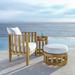 Westminster Teak 3 Piece Chair & Ottoman Set Seating Group w/ Sunbrella Cushions Wood/Natural Hardwoods/Teak in Brown/White | Outdoor Furniture | Wayfair