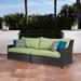 Three Posts™ Northridge 96" Wide Wicker Patio Sofa w/ Cushions Sunbrella® Fabric Included in Brown | 32 H x 96 W x 36 D in | Wayfair