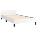 Ebern Designs Singhai Bed Frame w/ Headboard Platform Bed Base for Bedroom Faux Leather Upholstered/Faux leather in White | Wayfair