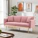 Mercer41 Kadeija 65.36" Round Arm Sleeper Polyester in Pink/Black | 30.31 H x 65.36 W x 30.71 D in | Wayfair Sofas 7CA80A87035742288CCCCD88622B91A4