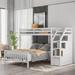 Gaganpreet Twin over Full L-Shaped Bunk Beds w/ Bookcase by Harriet Bee Wood in Brown/White | 61.41 H x 78.41 W x 97.21 D in | Wayfair