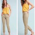 Anthropologie Pants & Jumpsuits | Anthropologie Relaxed Circle-Embroidered Chino Pants Khaki Yellow Size 26 | Color: Tan/Yellow | Size: 26