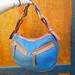 Dooney & Bourke Bags | Dooney & Bourke Blue Leather Pebbled Brown Trim Y2k Hobo Satchel Buckle Purse | Color: Blue/Brown | Size: Os