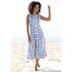 Midikleid BEACHTIME Gr. 36, N-Gr, blau (blau, creme, bedruckt) Damen Kleider Strandkleider mit Blumendruck, aus Jersey, A-Linien-Kleid Bestseller