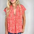 Anthropologie Tops | Blnk London Anthropologie Peach Coral Beaded Top Beaded And Jeweled Size Small | Color: Orange | Size: S