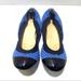 J. Crew Shoes | J.Crew Mila Fabric/Patent Leather Polka Dot Hidden Wedge Ballet Flats 7 Italy | Color: Blue | Size: 7