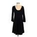 Splendid Casual Dress - A-Line Scoop Neck 3/4 sleeves: Black Print Dresses - Women's Size X-Small