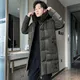 Manteau chaud épais pour homme mi-long mode coréenne capuche en coton vêtements décontractés
