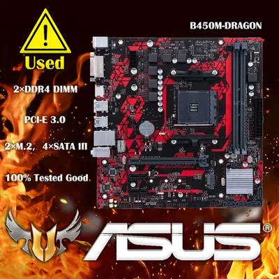 ASUS-Carte mère B450M programme GON AMD B450 AM4 DDR4 M.2 mATX USB 3.2 DVI HDMI