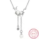 Collier Long avec pendentif lune pour femmes en argent Sterling 925 breloque clavicule S-N522