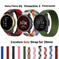 Sangles tressées Solo Loop pour Garmin Vivoactive 3 remplacement de la montre Venu bande élastique