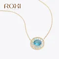 ROXI – collier avec pendentif en forme d'œuf incrusté de diamants argent 925 style rétro